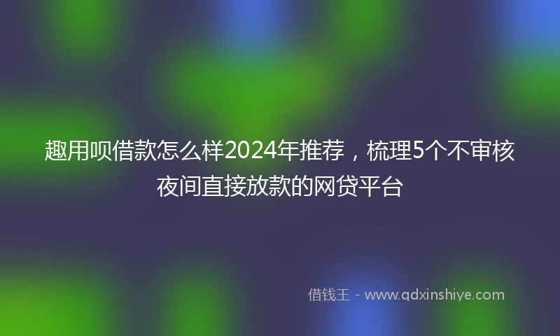 趣用呗借款怎么样2024年推荐，梳理5个不审核夜间直接放款的网贷平台