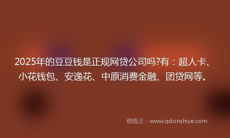 2025年的豆豆钱是正规网贷公司吗?有：超人卡、小花钱包、安逸花、中原消费金融、团贷网等。