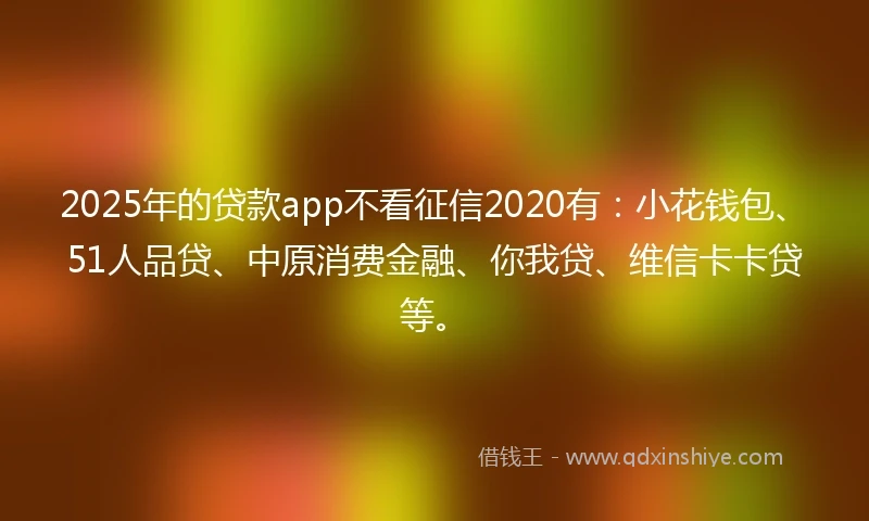 2025年的贷款app不看征信2020有：小花钱包、51人品贷、中原消费金融、你我贷、维信卡卡贷等。