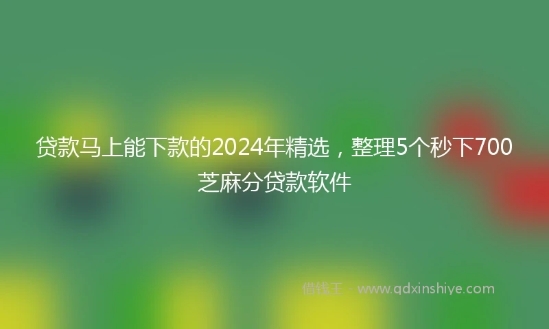 贷款马上能下款的2024年精选,整理5个秒下700芝麻分贷款软件