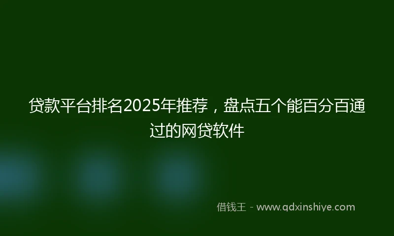 贷款平台排名2025年推荐，盘点五个能百分百通过的网贷软件