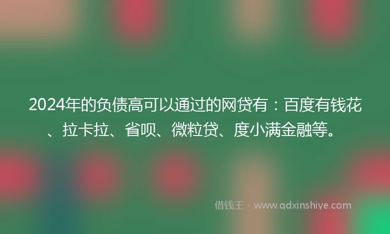 2024年的负债高可以通过的网贷有：百度有钱花、拉卡拉、省呗、微粒贷、度小满金融等。
