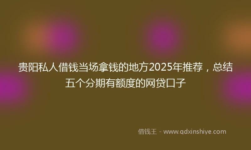 贵阳私人借钱当场拿钱的地方2025年推荐，总结五个分期有额度的网贷口子