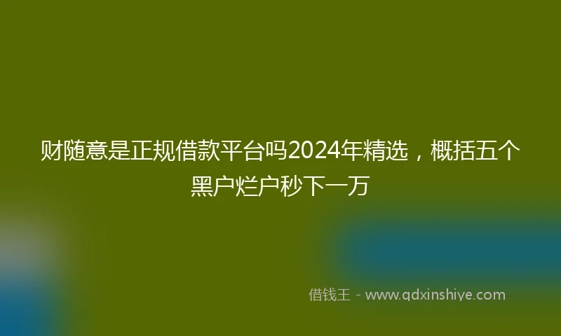 财随意是正规借款平台吗2024年精选，概括五个黑户烂户秒下一万