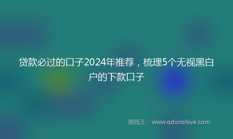 贷款必过的口子2024年推荐，梳理5个无视黑白户的下款口子