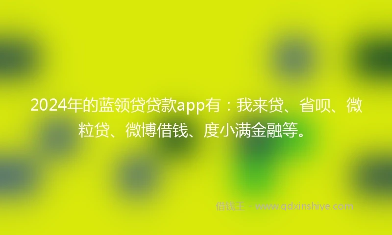 2024年的蓝领贷贷款app有：我来贷、省呗、微粒贷、微博借钱、度小满金融等。
