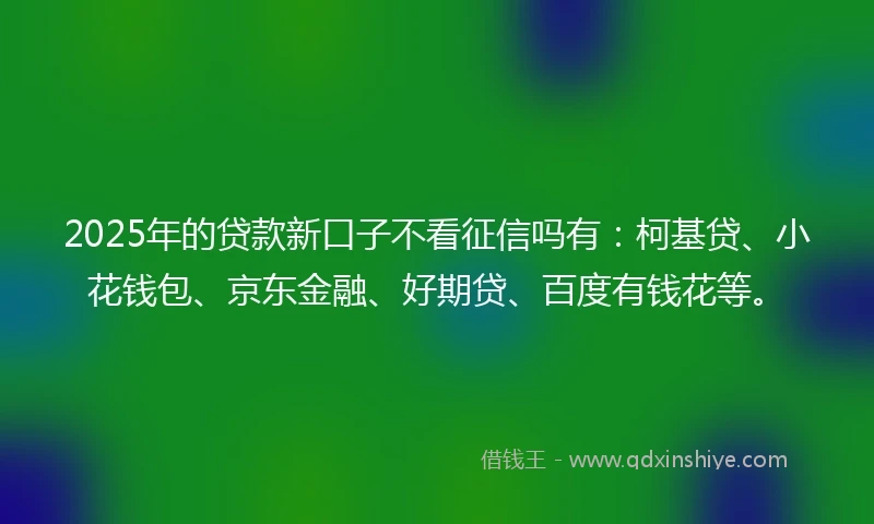 2025年的贷款新口子不看征信吗有：柯基贷、小花钱包、京东金融、好期贷、百度有钱花等。