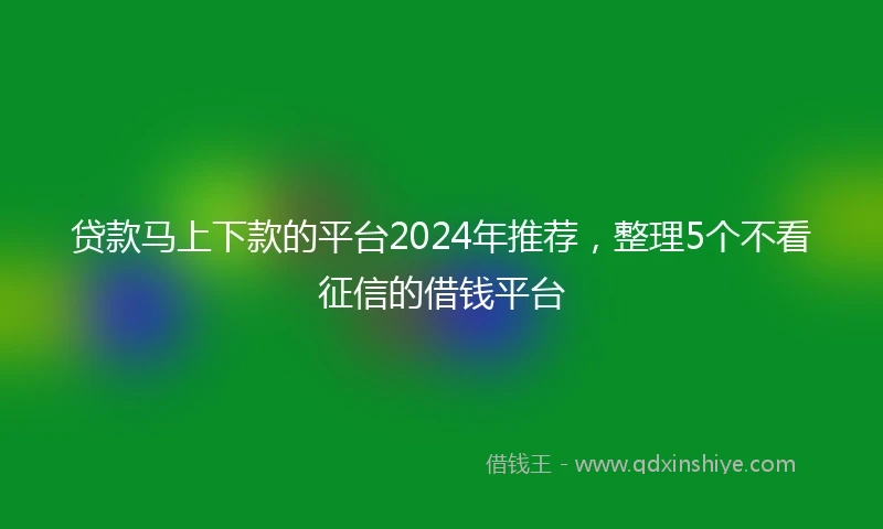 贷款马上下款的平台2024年推荐，整理5个不看征信的借钱平台