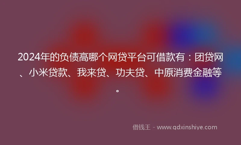 2024年的负债高哪个网贷平台可借款有：团贷网、小米贷款、我来贷、功夫贷、中原消费金融等。