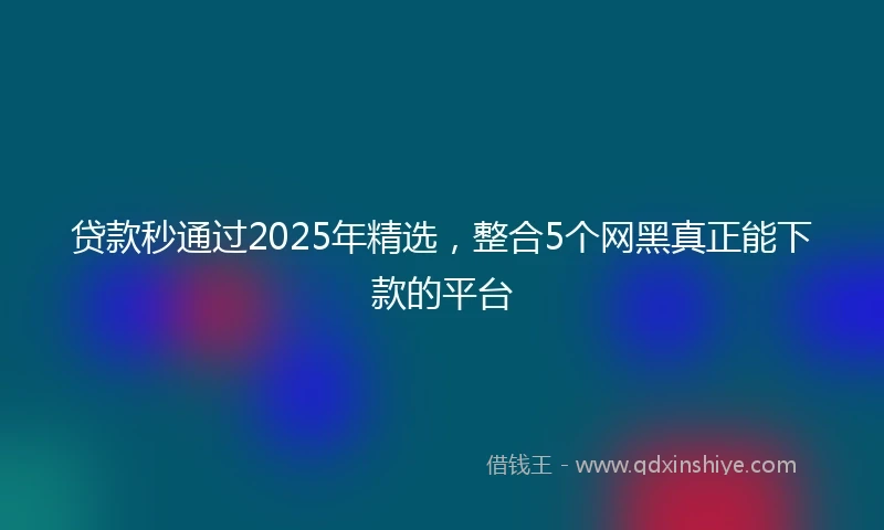 贷款秒通过2025年精选，整合5个网黑真正能下款的平台