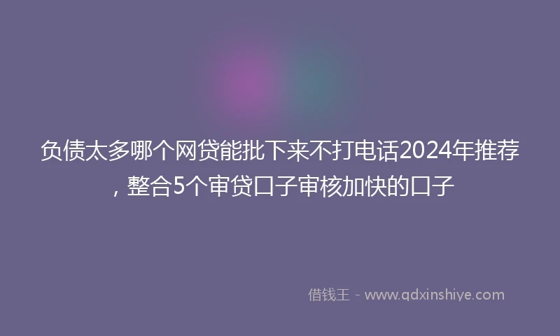 负债太多哪个网贷能批下来不打电话2024年推荐，整合5个审贷口子审核加快的口子