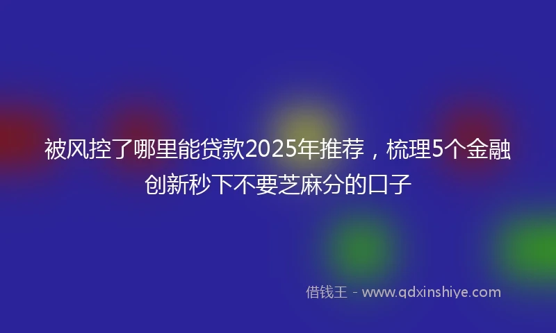 被风控了哪里能贷款2025年推荐，梳理5个金融创新秒下不要芝麻分的口子
