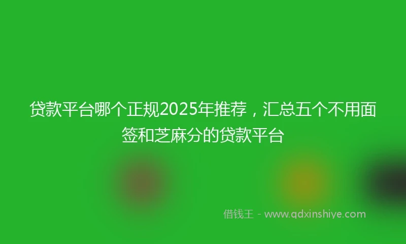 贷款平台哪个正规2025年推荐，汇总五个不用面签和芝麻分的贷款平台