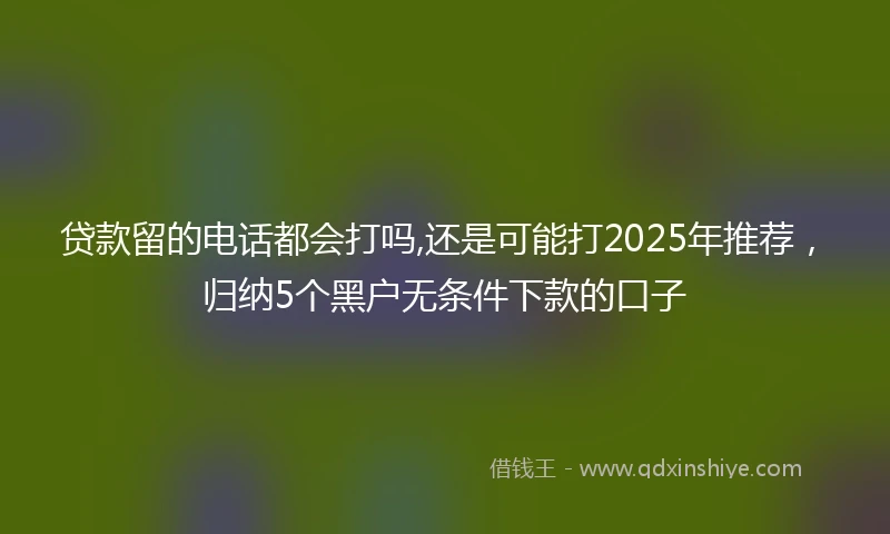贷款留的电话都会打吗,还是可能打2025年推荐，归纳5个黑户无条件下款的口子