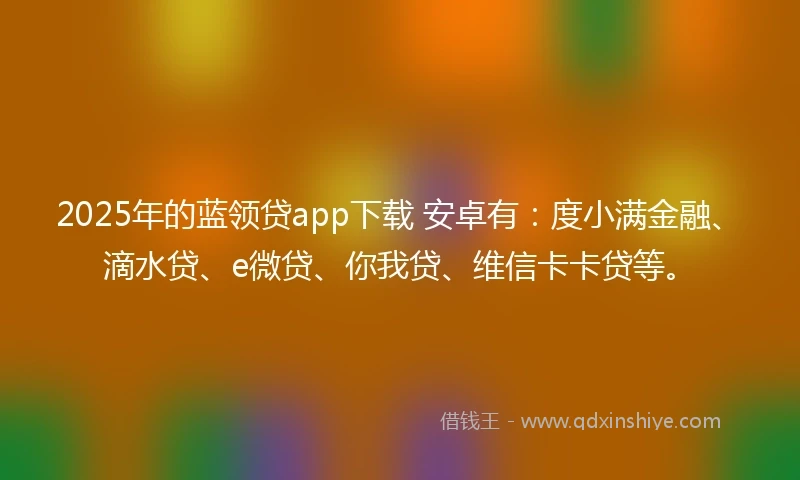 2025年的蓝领贷app下载 安卓有：度小满金融、滴水贷、e微贷、你我贷、维信卡卡贷等。