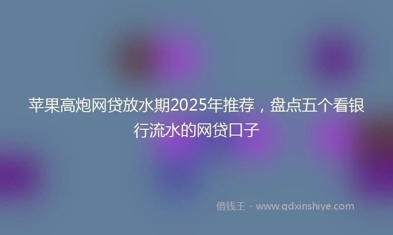 苹果高炮网贷放水期2025年推荐，盘点五个看银行流水的网贷口子