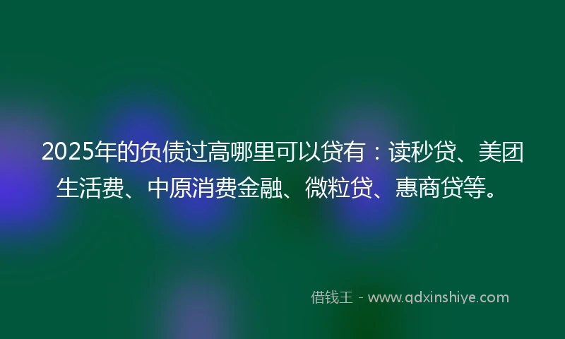 2025年的负债过高哪里可以贷有：读秒贷、美团生活费、中原消费金融、微粒贷、惠商贷等。