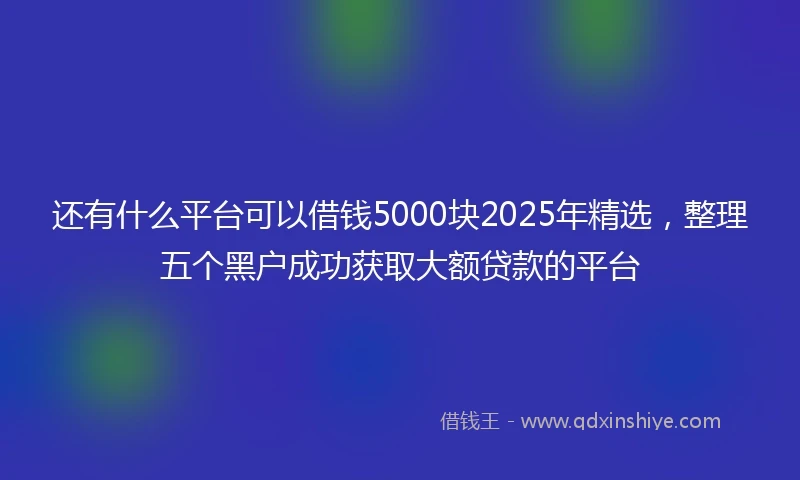 还有什么平台可以借钱5000块2025年精选，整理五个黑户成功获取大额贷款的平台
