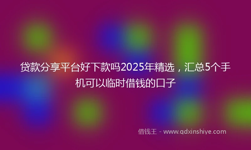 贷款分享平台好下款吗2025年精选，汇总5个手机可以临时借钱的口子