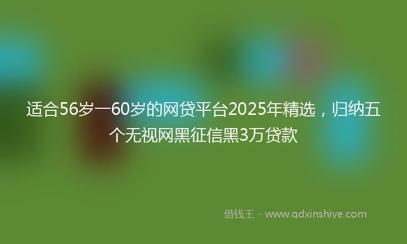 适合56岁一60岁的网贷平台2025年精选，归纳五个无视网黑征信黑3万贷款