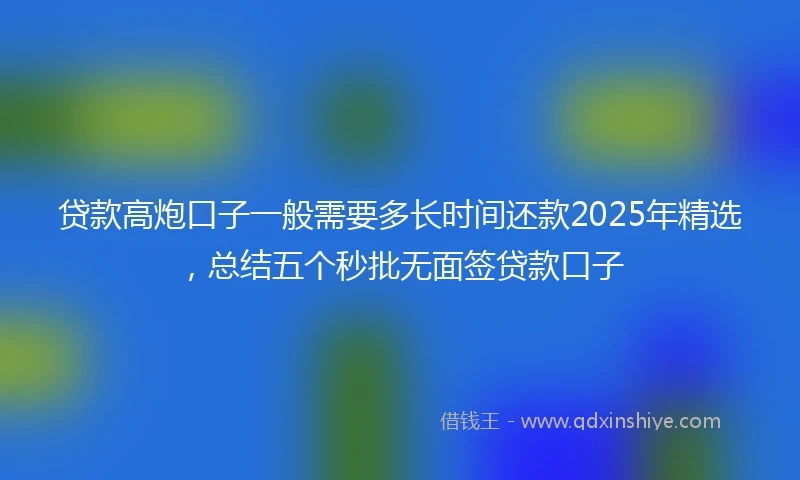 贷款高炮口子一般需要多长时间还款2025年精选，总结五个秒批无面签贷款口子