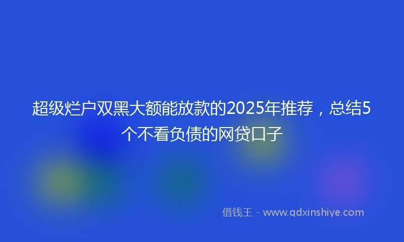超级烂户双黑大额能放款的2025年推荐，总结5个不看负债的网贷口子