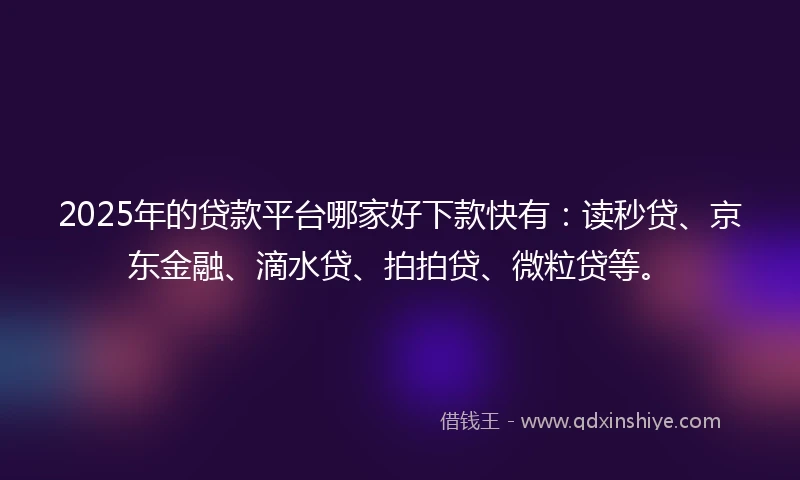 2025年的贷款平台哪家好下款快有：读秒贷、京东金融、滴水贷、拍拍贷、微粒贷等。