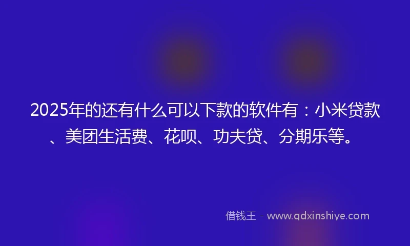 2025年的还有什么可以下款的软件有：小米贷款、美团生活费、花呗、功夫贷、分期乐等。