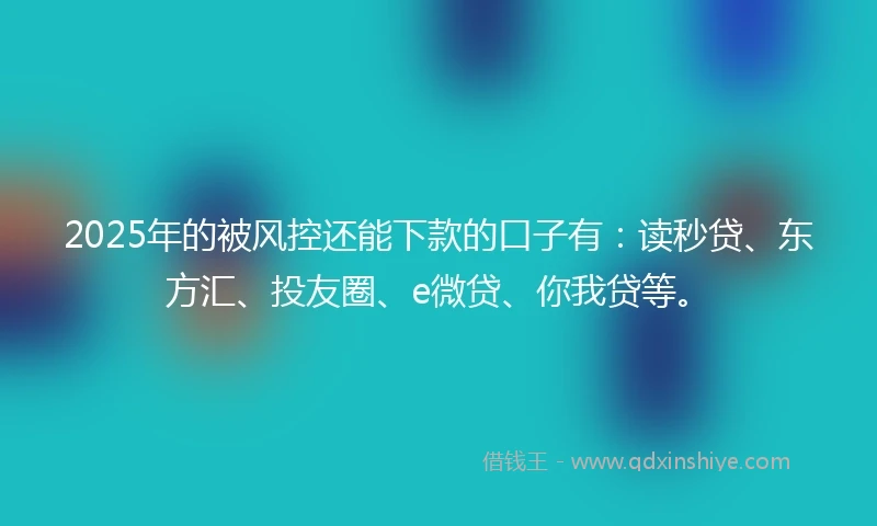 2025年的被风控还能下款的口子有：读秒贷、东方汇、投友圈、e微贷、你我贷等。