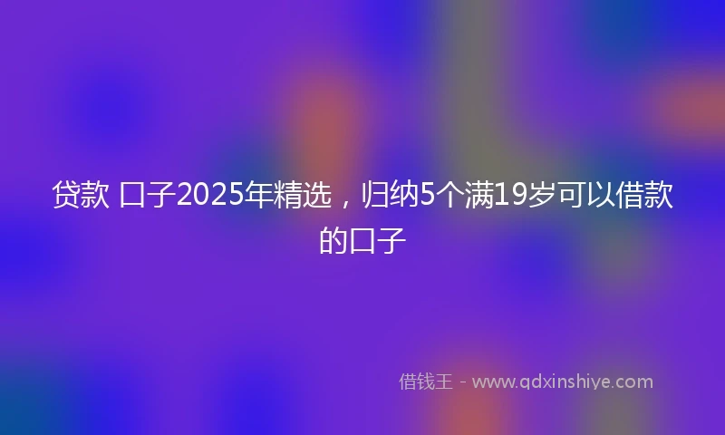 贷款 口子2025年精选，归纳5个满19岁可以借款的口子