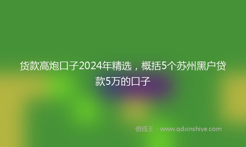 货款高炮口子2024年精选，概括5个苏州黑户贷款5万的口子