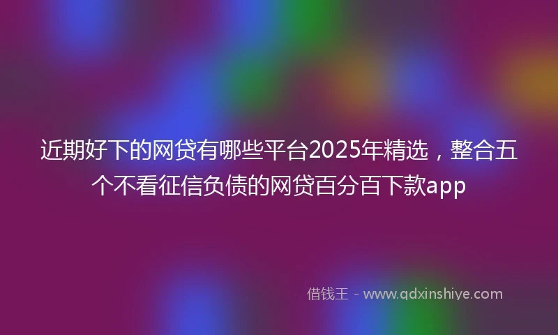 近期好下的网贷有哪些平台2025年精选，整合五个不看征信负债的网贷百分百下款app