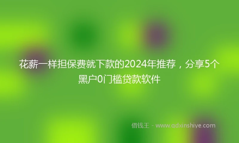 花薪一样担保费就下款的2024年推荐，分享5个黑户0门槛贷款软件