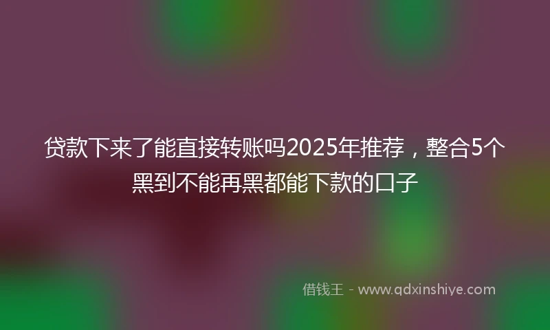 贷款下来了能直接转账吗2025年推荐，整合5个黑到不能再黑都能下款的口子