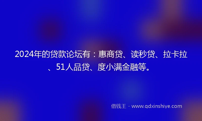 2024年的贷款论坛有：惠商贷、读秒贷、拉卡拉、51人品贷、度小满金融等。