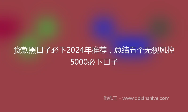 贷款黑口子必下2024年推荐,总结五个无视风控5000必下口子