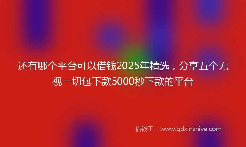 还有哪个平台可以借钱2025年精选，分享五个无视一切包下款5000秒下款的平台