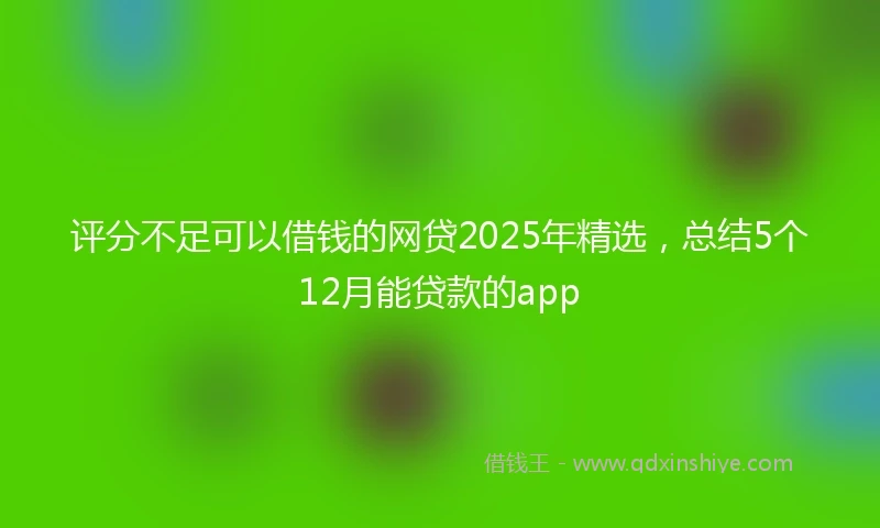 评分不足可以借钱的网贷2025年精选，总结5个12月能贷款的app