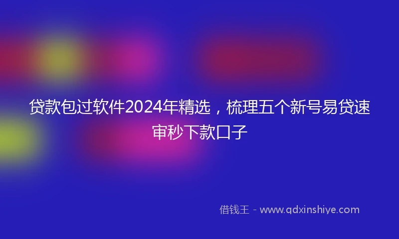 贷款包过软件2024年精选，梳理五个新号易贷速审秒下款口子