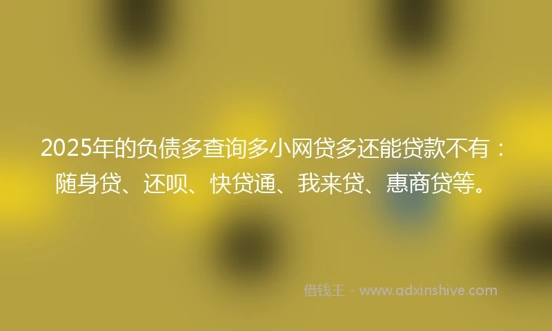 2025年的负债多查询多小网贷多还能贷款不有：随身贷、还呗、快贷通、我来贷、惠商贷等。