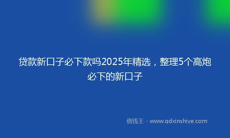 贷款新口子必下款吗2025年精选，整理5个高炮必下的新口子