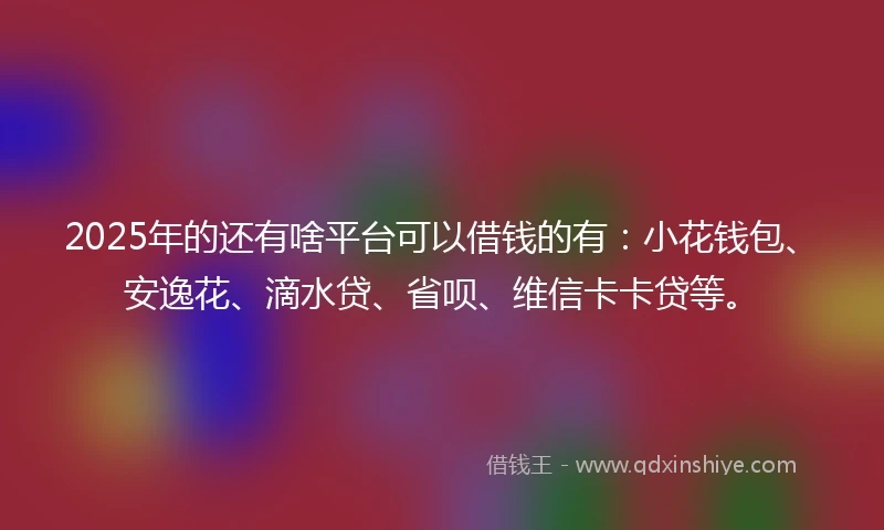 2025年的还有啥平台可以借钱的有：小花钱包、安逸花、滴水贷、省呗、维信卡卡贷等。