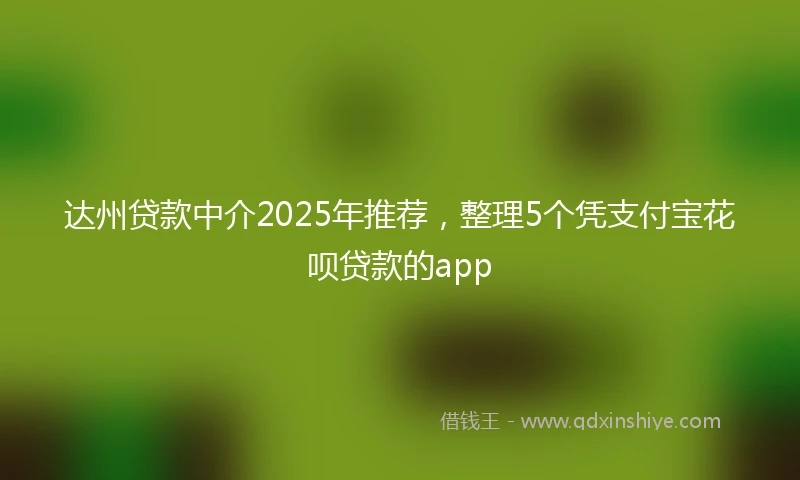 达州贷款中介2025年推荐，整理5个凭支付宝花呗贷款的app