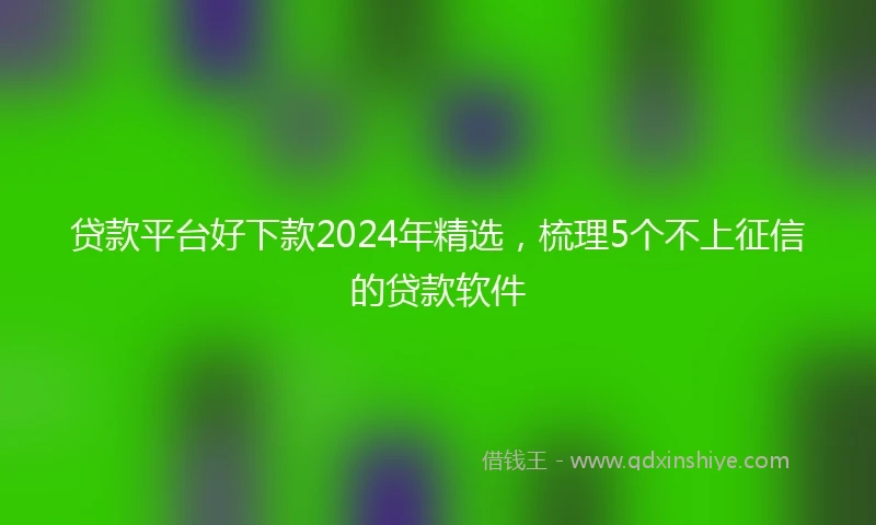 贷款平台好下款2024年精选，梳理5个不上征信的贷款软件