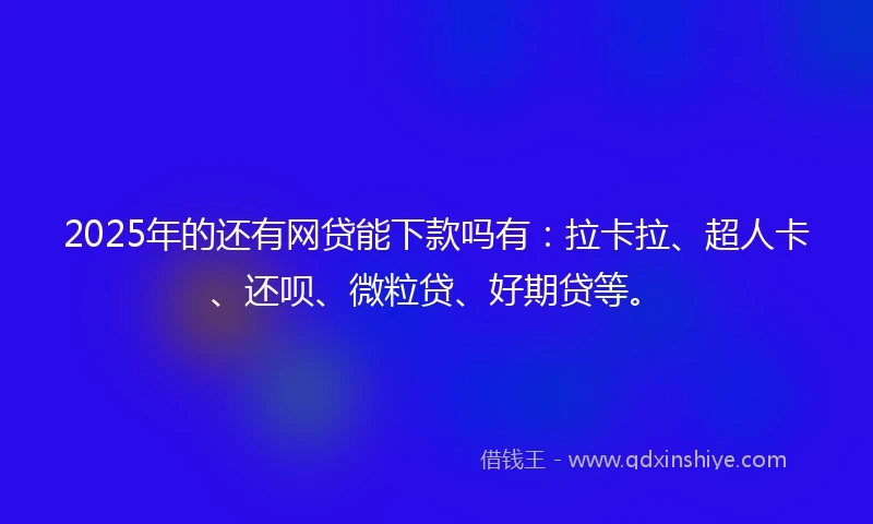 2025年的还有网贷能下款吗有：拉卡拉、超人卡、还呗、微粒贷、好期贷等。