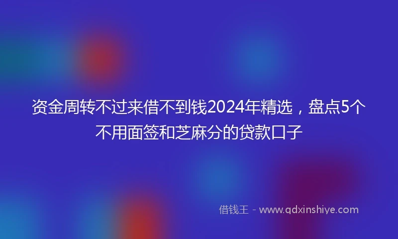 资金周转不过来借不到钱2024年精选,盘点5个不用面签和芝麻分的贷款口子