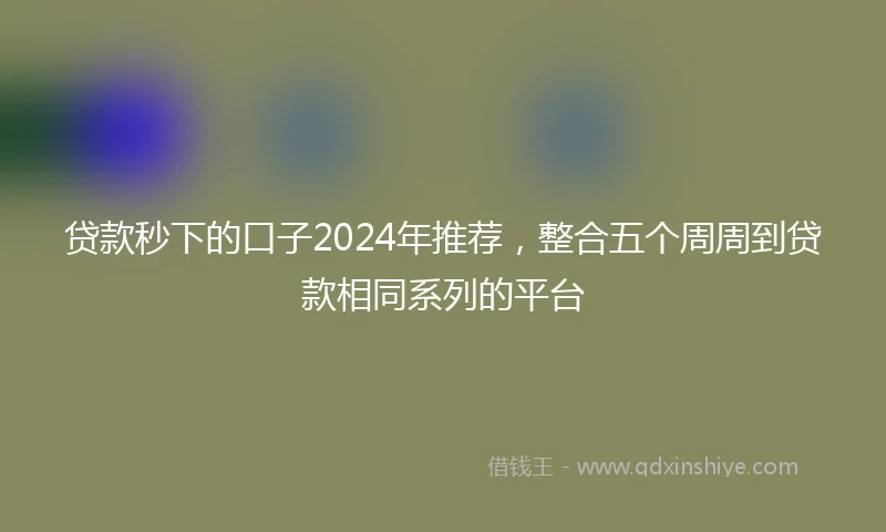 贷款秒下的口子2024年推荐，整合五个周周到贷款相同系列的平台