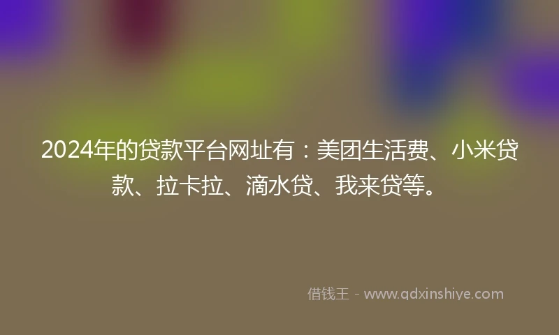 2024年的贷款平台网址有：美团生活费、小米贷款、拉卡拉、滴水贷、我来贷等。