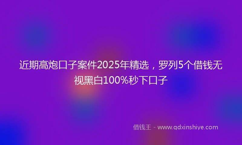 近期高炮口子案件2025年精选，罗列5个借钱无视黑白100%秒下口子