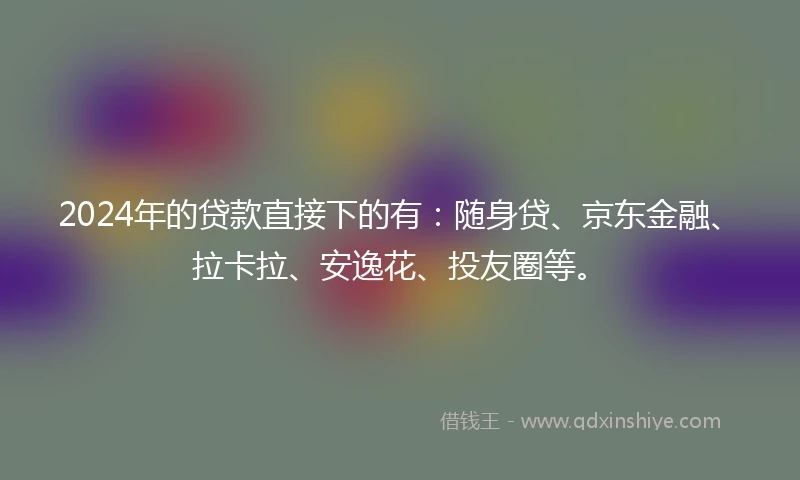 2024年的贷款直接下的有：随身贷、京东金融、拉卡拉、安逸花、投友圈等。